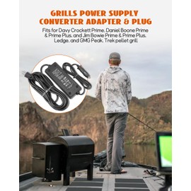 12V Power Supply Converter Adapter Plug Fit for GMG Green Mountain Grill/GMG Peak/Trek Pellet Grill P-1001 P-1012 P-1235 Power Cord Replacement Part