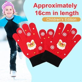 Christmas Magic Stretch Gloves, Kids Knit Full Finger Gloves Winter Gloves Santa Christmas Winter Knit Gloves Colorful Warm Children Mitten, Perfect Winter and Christmas (Santa, Red-A)