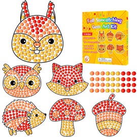Fall Craft DIY Diamond Suncatcher Gem Gemmers Animal Shape Art Crafts Suncatcher Kits for Kids, Fall Catcher Diamond Painting Kits for Kids Girls Boys