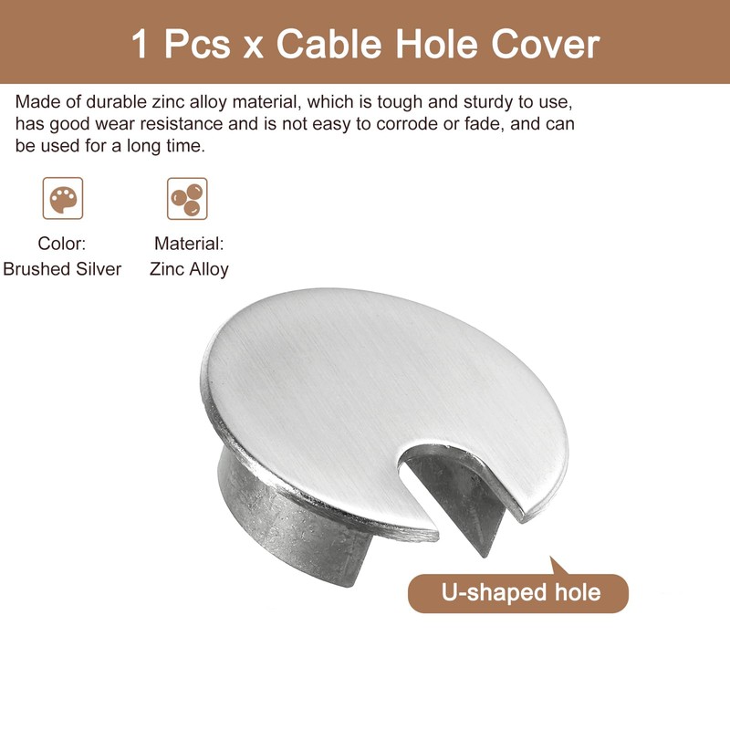QUARKZMAN Desk Cable Grommet 1-3/8" (35mm) Zinc Alloy Cable Grommet
