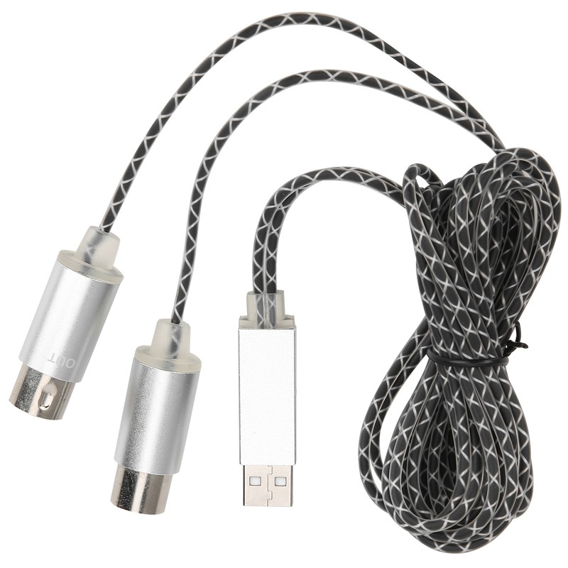 70.9in MIDI Cable to USB IN-OUT Converter Cable with Indicator