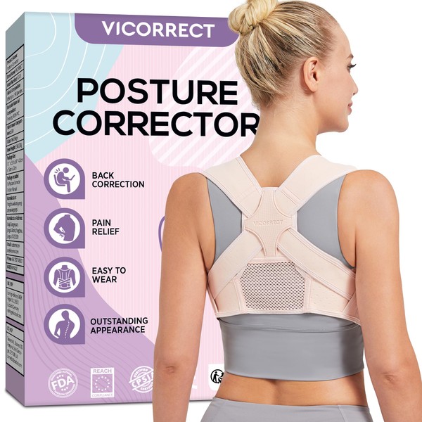 Posture Corrector for Women - Upper Back Brace Adjustable & Breathable for Posture Correction: Neck Shoulder & Upper Back Pain Relief (L-XL)
