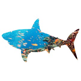 VWAQ Great White Shark Ocean Theme Wall Sticker - Peel and Stick Underwater Sea Decal Kids Bedroom Decor - SC26 (36" H X 66" W)