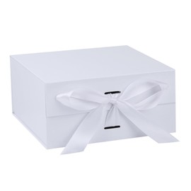 OEMVALATY White Gift Box,8x8x4 Inches Gift Boxes with Lids for Presents with Magnetic Closure and Ribbon for Wedding,Storage,Birthday