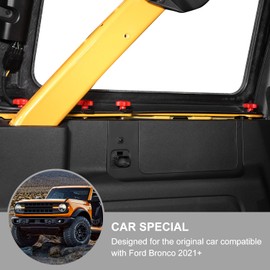 Jimen Compatible with Ford Bronco 2021-2023, 8PCS Hard Top Quick Removal Thumb Screws Bolts Set & 8PCS Tie-Down D-Rings (Red)