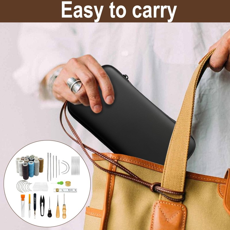 KELAV Sewing Kit with Sewing Accessories, Travel Leather Sewing Set,
