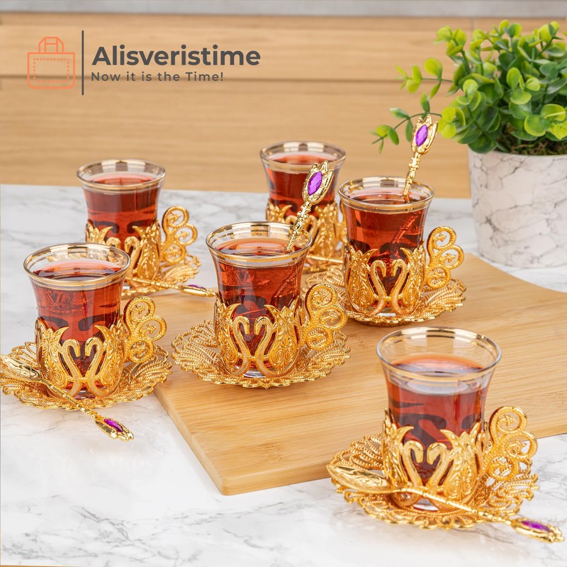 Alisveristime (SET OF 6 Handmade Turkish Tea Water Zamzam Serving