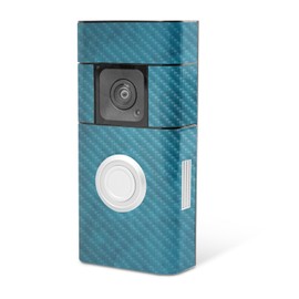 MightySkins Carbon Fiber Skin Compatible with Ring Video Doorbell Plus - Blue Strokes | Protective, Durable Textured Carbon Fiber Finish | Easy to Apply
