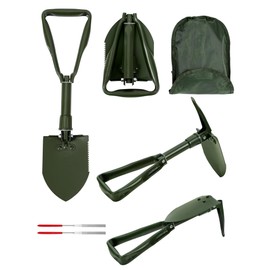 Folding Shovel 47 cm, Folding Snow Shovel with Hoe, Folding Shovel Camping High-Strength Extra Stable Shovel Made of Carbon Steel, Folding Shovel for Outdoor, Snow Shovel, Garden, Camping (Olive)