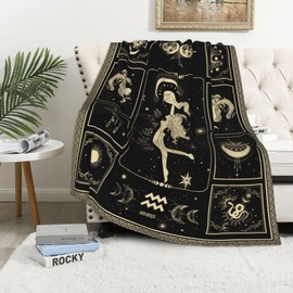 Eupoebun Aquarius Constellation Blanket Astrology Sign Throw Blanket, Lightweight Microfiber Blanket Birthday Graduation to Mom Gifts for Women Men 40"X50"