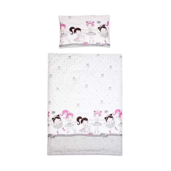 Baby Comfort 2 Piece Bedding Set 135x100 cm Duvet Cover & Pillowcase for Toddler Cot Bed (Grey Dancer)