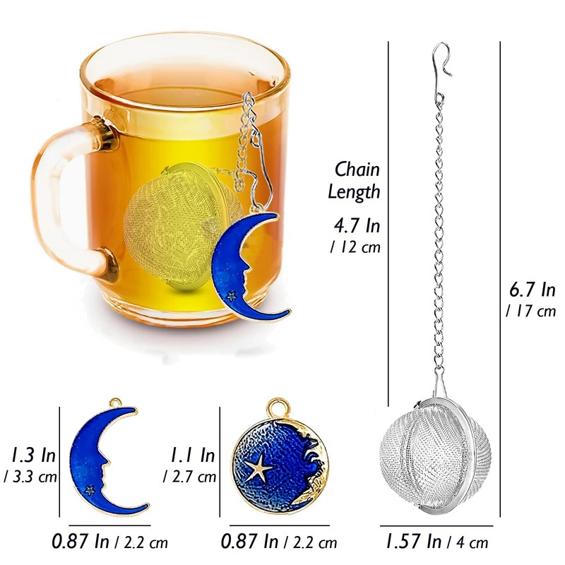 PUSCOBSY Enamel Moon Star Tea Infuser Set, 2 Pcs Tea
