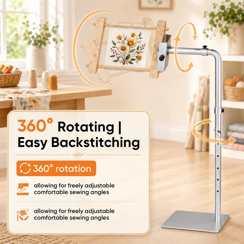 Zgrao Workstand with Side Clamp, Adjustable Cross Stitch Floor Stand,