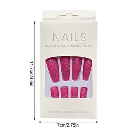 SUIOPPYUW 1 Set French Tip Press on Nails Solid Color Extension Extra Long Artificial Full Cover Ballerina Manicure Kit for Girls, Type 2,Jelly, Glue