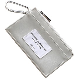 ALTROSE Women's Fragment Case, Bill, Folding Coin Purse, Synthetic Leather, Fragment, Card Case, IC Card, Pass Case, Periodic, Coin Case, Thin, Mini Wallet, Simple, Includes Carabiner, Silver