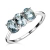 TJC Aquamarine Trilogy Ring for Women in Platinum Plated 925
