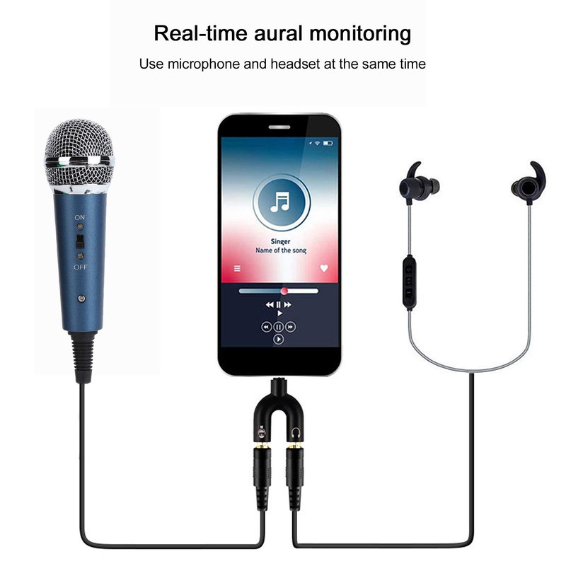 Dynamic Microphone, Condenser Microphone, Wired Microphone, Compatible with Karaoke, Handheld