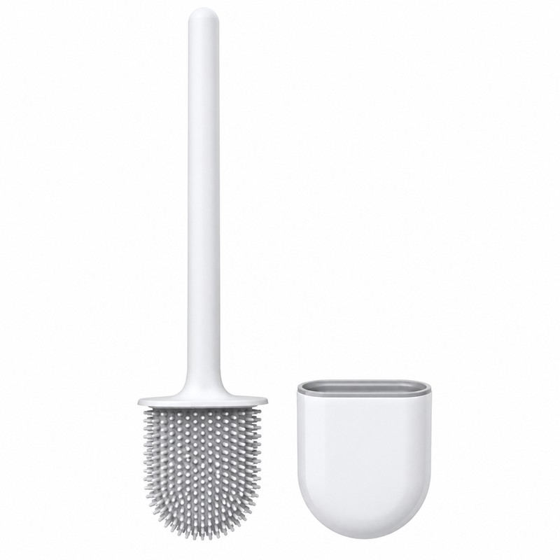 Long Handle Toilet Brush for Bathroom Cleaning – Wall-Hanging Silicone