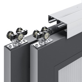 EaseLife 4FT/48in Bypass Double Sliding Pocket Door Hardware Kit,Commercial Grade,Aluminum,Bypassing Closet Doors Track for 2 Door System,Slide Smoothly Quietly,Easy Install,No Door