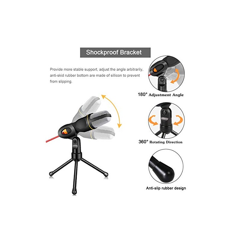 Micrófono para PC con Soporte Micrófono Condensador Semiprofesional con Tripié,
