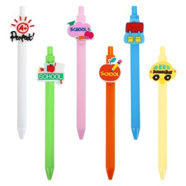 Bluckincle 6PCS Back to School Pens,Teacher Valentine Gift,Back to School Gifts for Students Teacher,Easter Classroom Gifts,Cute Pen,Colorful Cartoon Funny Pen,Black Ink Writing Ballpoint with Patch