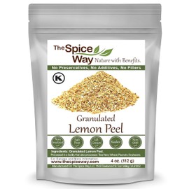 The Spice Way Lemon Peel - Granules (4 oz) zest and rind without any preservatives. Fresh lemon zest or dried lemon peel for cooking, baking and tea