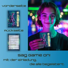 10 Children's Invitation Cards Invitation Children's Birthday Party Neon City Vibes Boy Boys and Girls Children's Birthday Party First Day at School 5 6 7 8 9 10 11 12 13 14