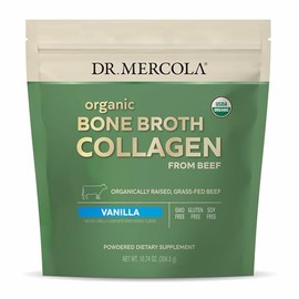 Dr. Mercola Colágeno Orgánico En Polvo De Caldo De Huesos, Vainilla, 30 Porciones(30 Cucharadas) Suplemento Dietético, Favorece La Comodidad De Los Huesos Y Las Articulaciones, Certificado Orgánico Po