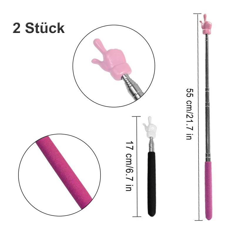 Pack of 2 Telescopic Pointing Stick, Extendable Hand Pointer, Finger