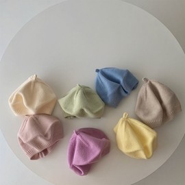 Korean Style Spring Autumn Baby Beret - Thin, Breathable, All-Match Knitted Hat (Free Size, 4+ Months) 3 Years Old / Purple 3ea