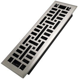 Howeall 4x14 Inches Heavy Duty Walkable Floor Register Easy Adjust Air Supply Lever Floor Vents - Seattle Design - Vent Cover for Home Floor - Satin Nickel