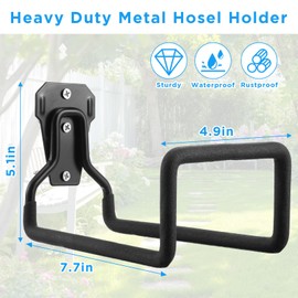 2Pcs Hose Holder Stand Wall Mount, Heavy Duty Garden Hose Hanger Reel, Metal Water Pipe Tube Hooks Rack for Outside Yard, Garage, Storage Organizer