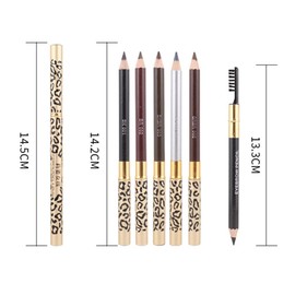 SOLUSTRE 2pcs Pencil with Brow Brush Long-Lasting Deeply Pigmented Leopard Cover Makeup Pencil