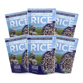 Lotus Foods Organic White Jasmine & Forbidden Heat & Eat Rice Pouch, 8 Ounce (Pack of 6)