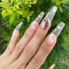 Sun & Moon Clear Nails - Long Coffin Press On
