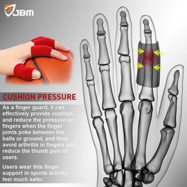 JBM Adult Finger Brace Splint Sleeve Thumb Support Protector Soft Comfortable Cushion Pressure Safe Elastic Breathable for Basketball Volleyball Baseball Badminton Tennis Boating Gym (Red)