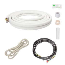 ICOOL 10 Ft. Mini Split Line Set, 1/4" & 1/2" O.D. Twin Copper Pipes, 3/8" Thickened PE Insulated Coil Copper Line for Air Conditioner HVAC Refrigeration and Heating Equipment, with Fittings
