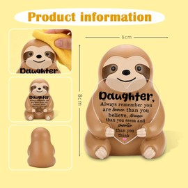 VYNWPDFLI Braver Stronger Smarter Sloth Figurine, Encouragement Gift for Daughter, Confidence Booster Present for Daughter from Mother, Uplifting Home Desk Decor, LOP40