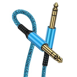 ANNIBER 6.35mm TRS Audio Cable, Guitar Shield, Nylon Braided (Guaranteed), Mono Cable, Standard Plug, For Connecting Male to Male Mixers, Guitars, Amplifiers, Speakers, Etc. 2M