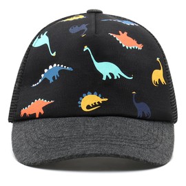 JANGANNSA Children's Baseball Cap Dinosaur Horn Summer UV Children's Hat for Boys Girls 0-8 Years, Mesh Black Dinosaurs