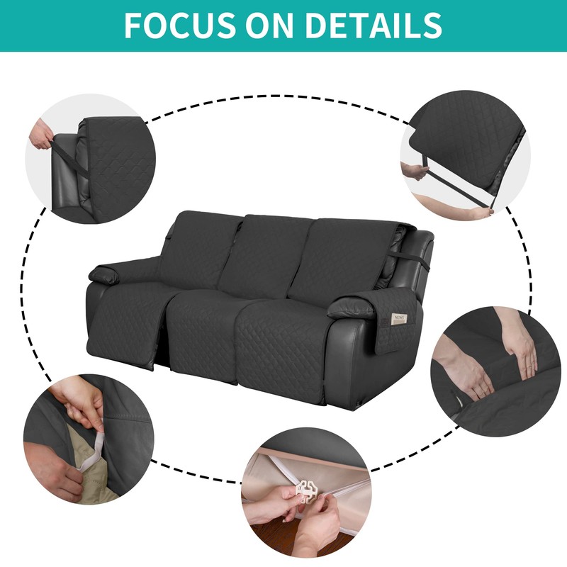 Easy-Going Waterproof Recliner Sofa Cover with Pocket, 1-Piece Reversible Couch