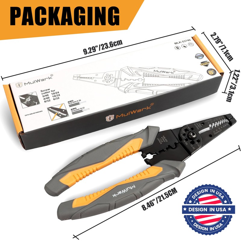 MulWark 3 in 1 Automatic Self Adjusting Wire Stripper/Cutter/Crimper, 8