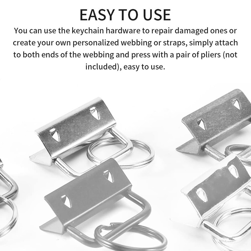 40Pcs 1 Inch Key Fob Hardware,Iron Tail Clip with Split
