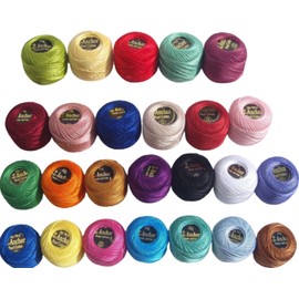 25 Anchor Pearl Cotton Balls. Size 8 (85 Meters Each) 25 Colours + Free 1 Clipper Perfect for Crochet, Cross Stitching, Scrapbooking, Stamping, Punch Needle Work, Candlewicking, Quilting, Embroidery