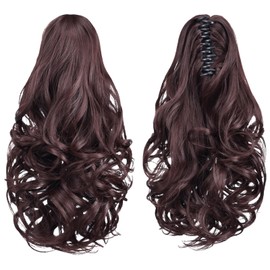 Tiklans Brown Ponytail Extension,14" Clip in Ponytail Extension for Women Short Ponytail Hair Extension Synthetic for Girls