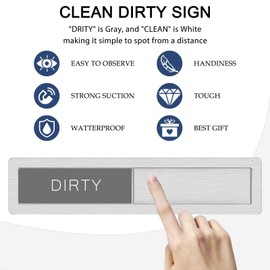 Dishwasher Magnet Clean Dirty Sign, Premium Stainless Steel Clean Dirty Magnet for Dishwasher, Strong Magnet Non-Scratch Dishwasher Sign Kitchen Decor,Clean Dirty Dishwasher Slider Easy to Indicator