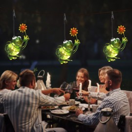 2 Pack Frog Solar Outdoor Hanging Lantern Creative Small Sculpture Lights Durable Waterproof Lamp Suitable for Festivals Garden Decor Birthday Gifts for Grandma Mom Women Girl