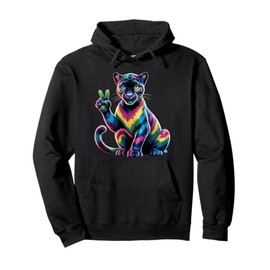 Black Panther Tie Dye Frog Peace Sign Hippie Black Panther Pullover Hoodie