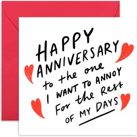 Humorous Wedding Anniversary Cards for Husband 'Annoy You', Funny Valentine's Day Gift for Wife Girlfriend Boyfriend, Deadpan Whitty Present for Him or Her, Blank Inside with Envelope