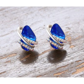 Leafael Wishstone Crystal Stud Earrings for Women, Birthstone Crystal Earrings with Healing Stones, Silver-tone or Rose Gold Earrings, Allergy-Free Jewelry for Women with Gift Box